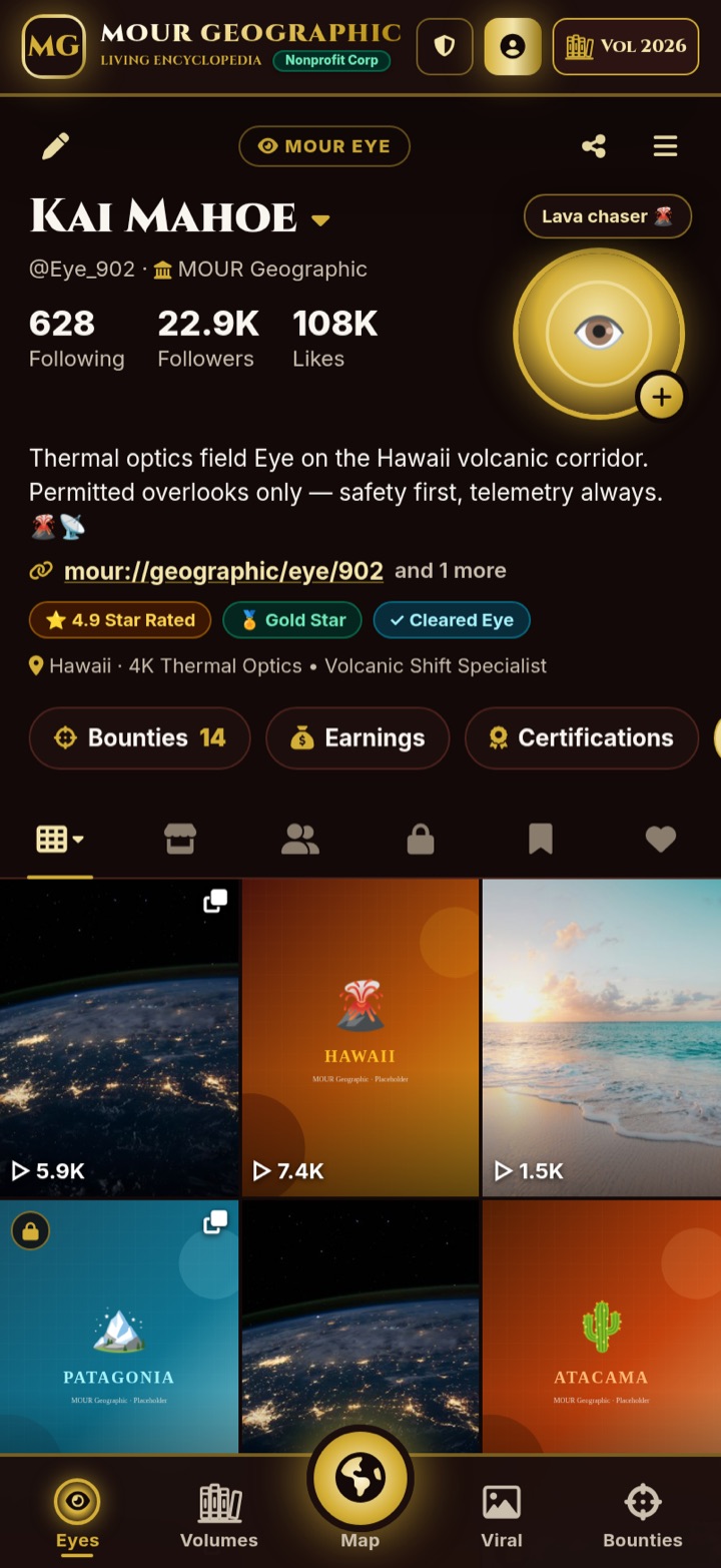 MOUR Geographic app Eye profile grid