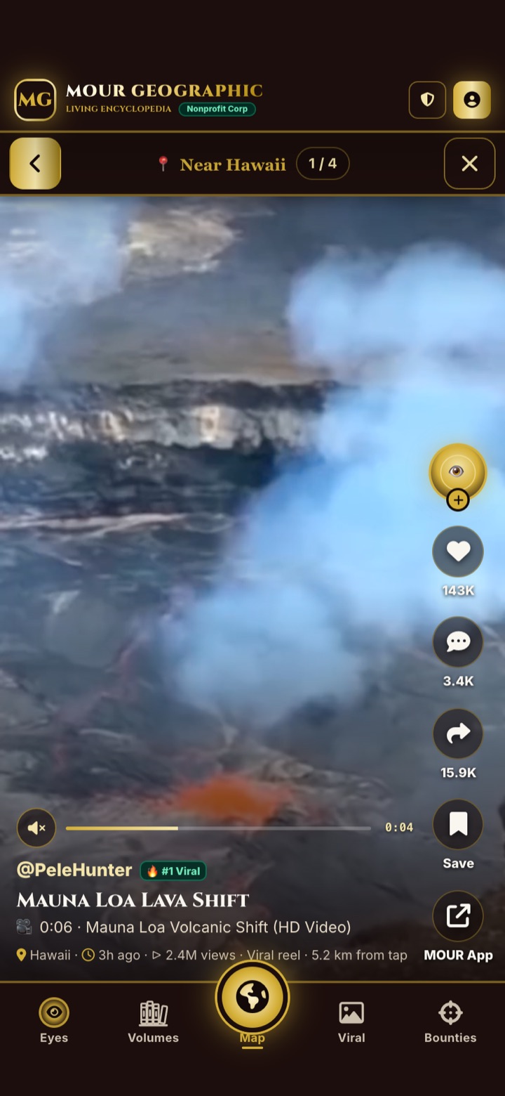 MOUR Geographic app screen: Map